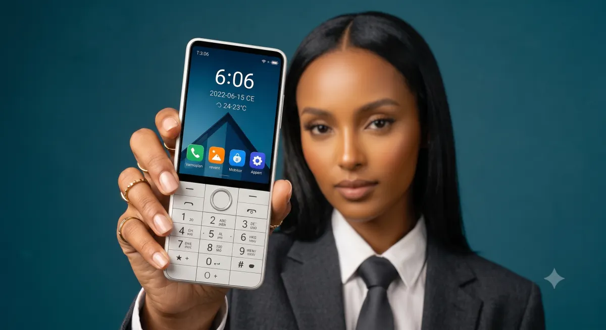Woman in a suit presenting the Duoqin F22 Pro